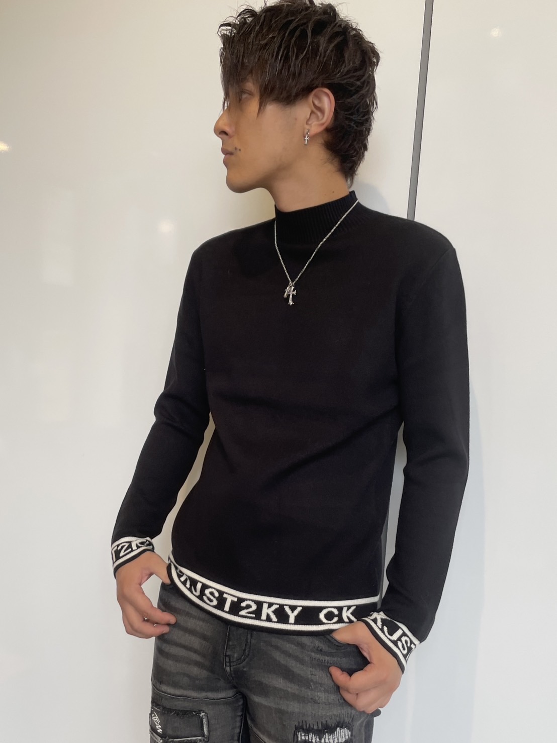 COOKJEANS クックジーンズ 裾袖 CKJS ロゴ ニット(Unisex/ユニセックス)