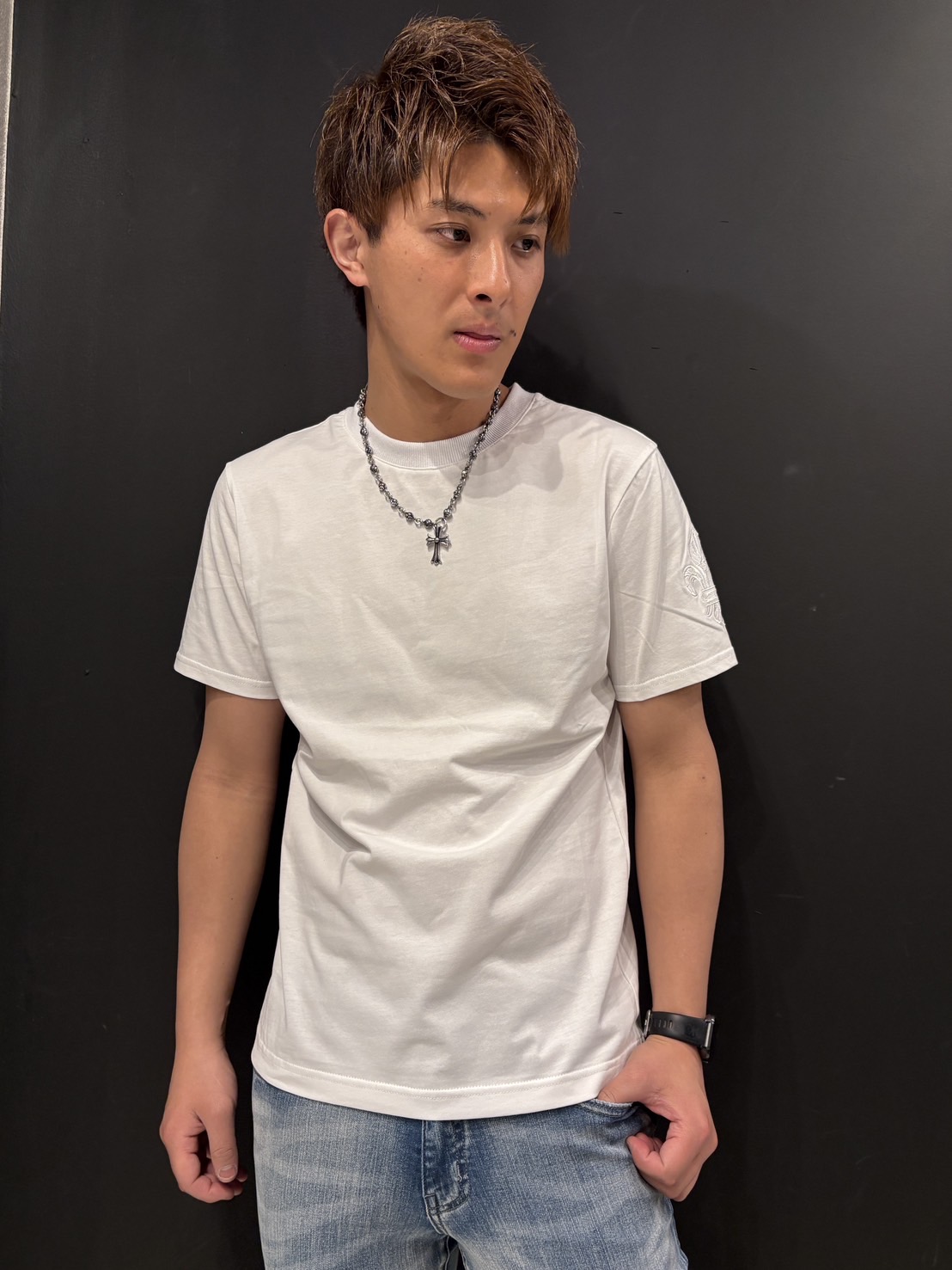 COOKJEANS クックジーンズ 袖ダガー刺繍 クルー Tシャツ(Unisex/ユニセックス)