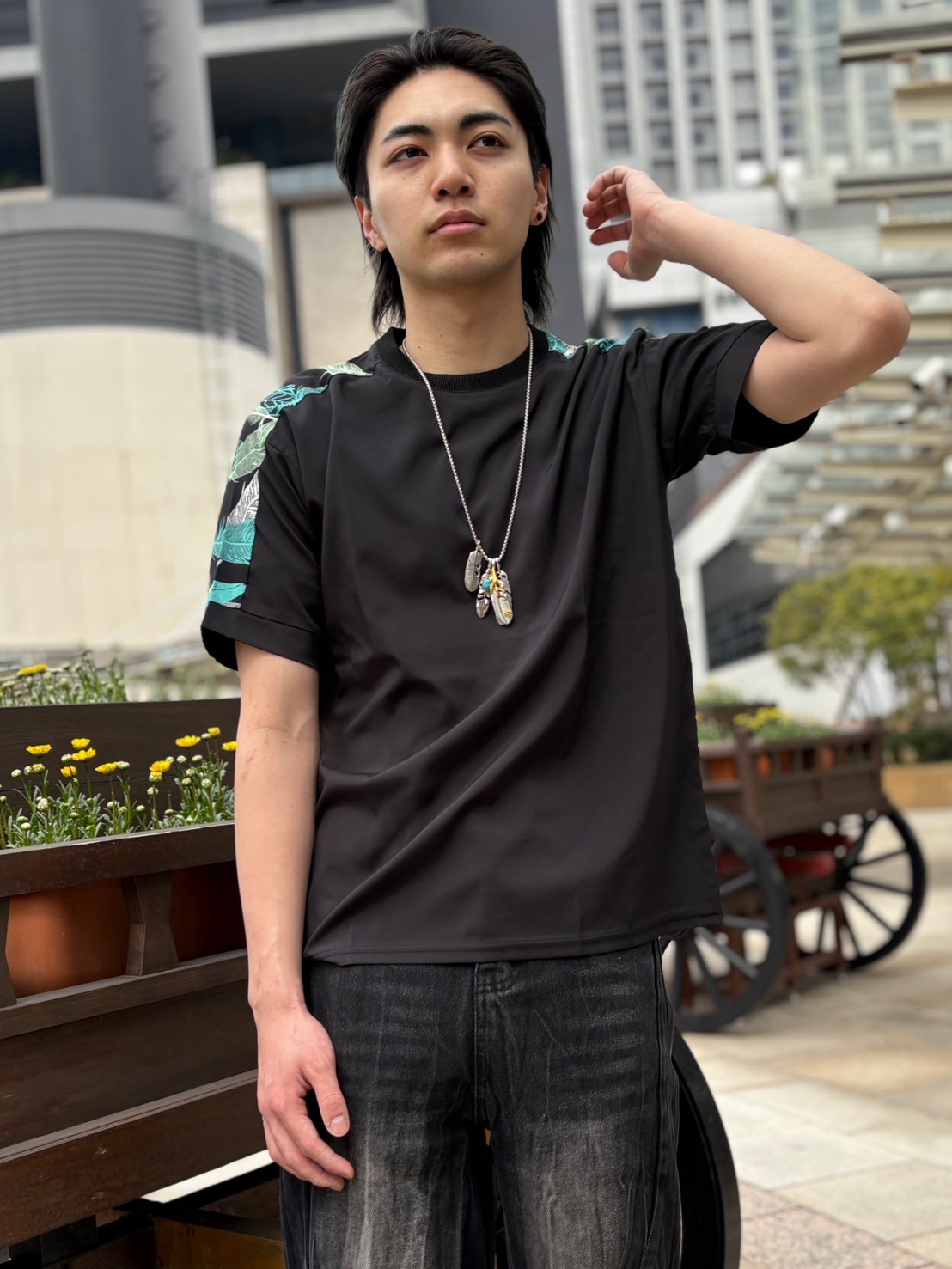COOKJEANS クックジーンズ ショルダー 切替 クルー 半袖T(Unisex/ユニセックス)