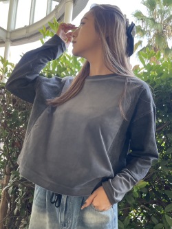COOKJEANS クックジーンズ ベロア デニム コンビクルー(Unisex/ユニセックス)