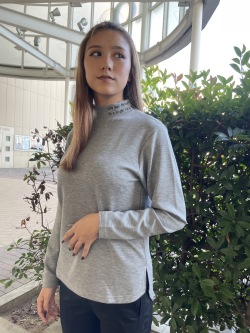 COOKJEANS クックジーンズ  CJ ラバーパッチ モックネック 長袖Tシャツ(Unisex/ユニセックス)