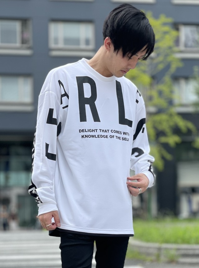 Tシャツ メンズ ロングTシャツ メンズファッション 白Tシャツ 長袖 ロンT 英字柄 切り替え インナー クルーネック Tシャツ メンズ ロングTシャツ メンズファッション 白Tシャツ