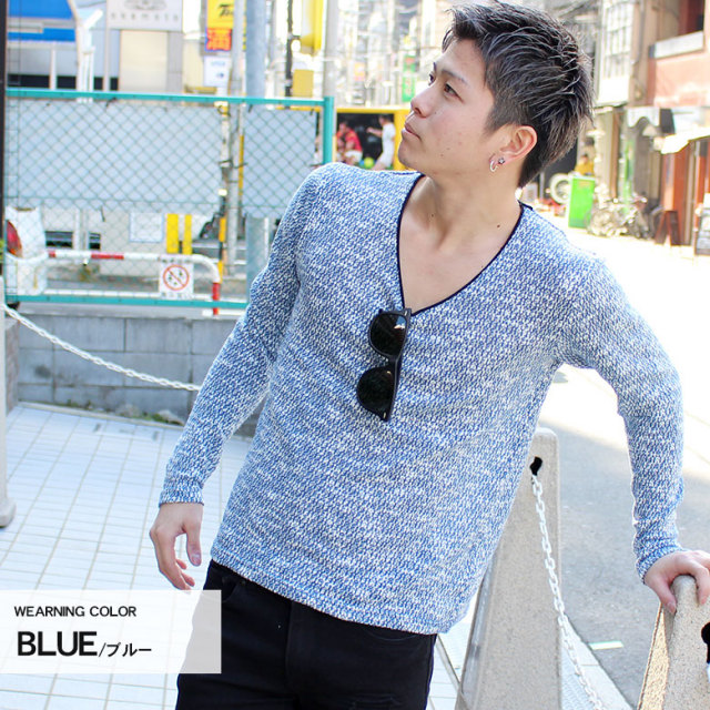 スラブ ニット 長袖 Tシャツ ロンティー 長袖Tシャツ メンズ