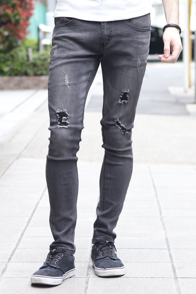 ストレッチ ダメージ デニム スキニー パンツ ストレッチパンツ