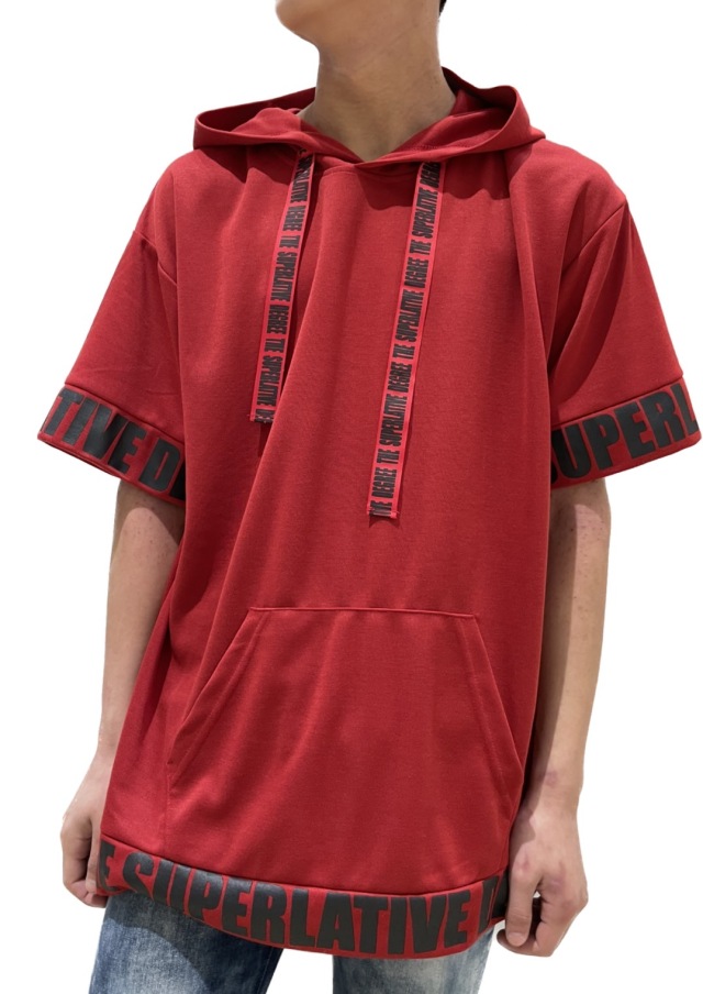 袖裾 ロゴ 半袖パーカー (Unisex/ユニセックス)