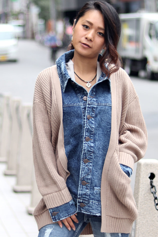 Backs バックス カーディガン ニット 長袖 レディース Gジャン デニム ジャケット レイヤード 重ね着 女子 ゆったり かわいい オーバー サイズ コーデ ギャル服 韓国 ファッション 原宿系 ゆる 女子高生 中学生 高校生 ブランド ティーンズファッション コーデ 秋冬 秋 冬