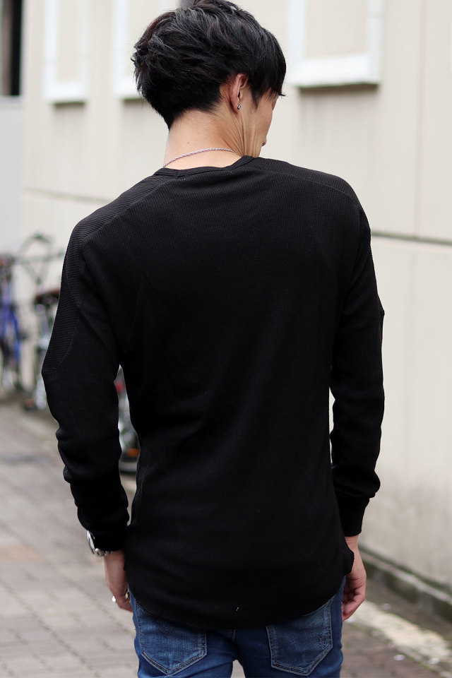 ワッフル 長袖 Tシャツ ロンT メンズ サーマル 長袖Tシャツ 生地