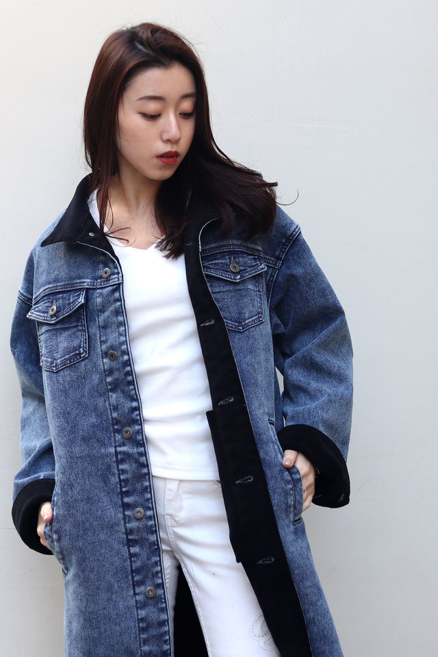 パメオポーズ　　デニムロングコート Pixel Clover Denim Jacket – PAMEO POSE | 公式オンラインストア