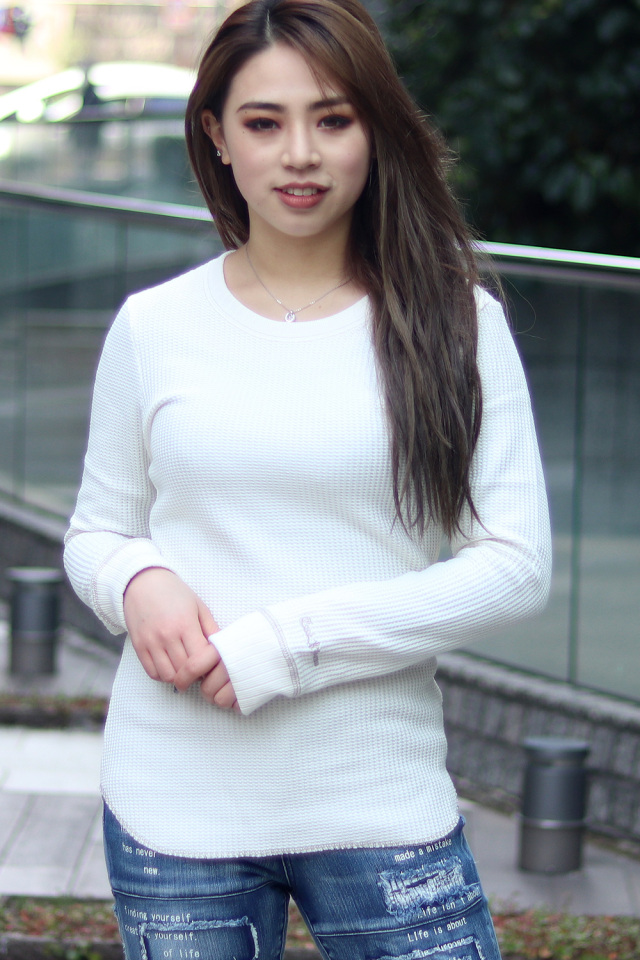 長袖 Tシャツ サーマル ワッフル 無地 シンプル ユニセックス