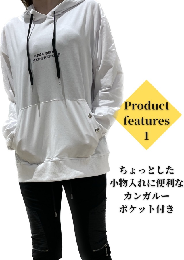 COOKJEANS クックジーンズ CJNY ロゴ 長袖パーカー(Unisex/ユニ