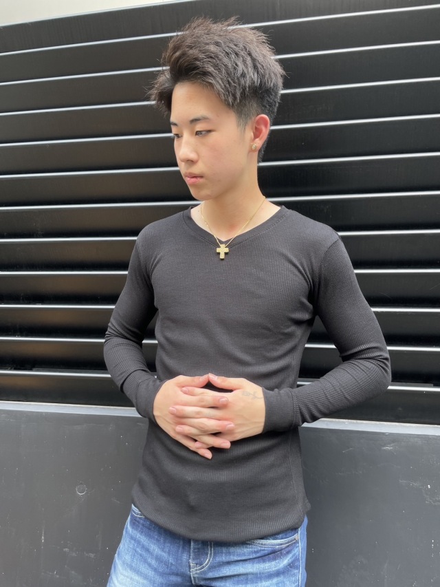  Jeans スリム ワッフル 長袖 Tシャツ 送関込 帯電防止 ワッフル半袖Tシャツ 8130－80 ブラック