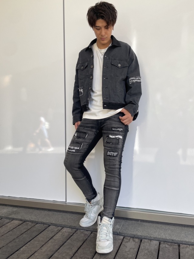 COOK JEANS クックジーンズ 2トーン メッセージ スキニー パンツ