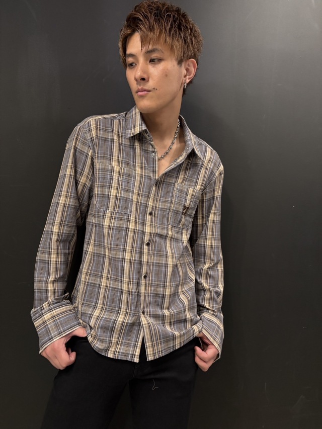 COOKJEANS クックジーンズ CKJS 刺繍 チェック 長袖シャツ