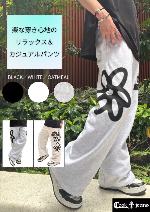 COOK JEANS クックジーンズ フラワー ダガー プリント パンツ