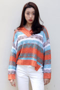 COOKJEANS クックジーンズ グラデーション Vネック ニット オーバーサイズ (Lady's/レディース)
