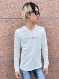 COOKJEANS クックジーンズ ハピスロゴ Vネック ロングTシャツ(Unisex/ユニセックス)