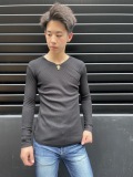 COOKJEANS クックジーンズ  ワッフル Vネック 長袖Tシャツ(Unisex/ユニセックス)