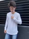 COOKJEANS クックジーンズ  ワッフル クルーネック 長袖Tシャツ(Unisex/ユニセックス)