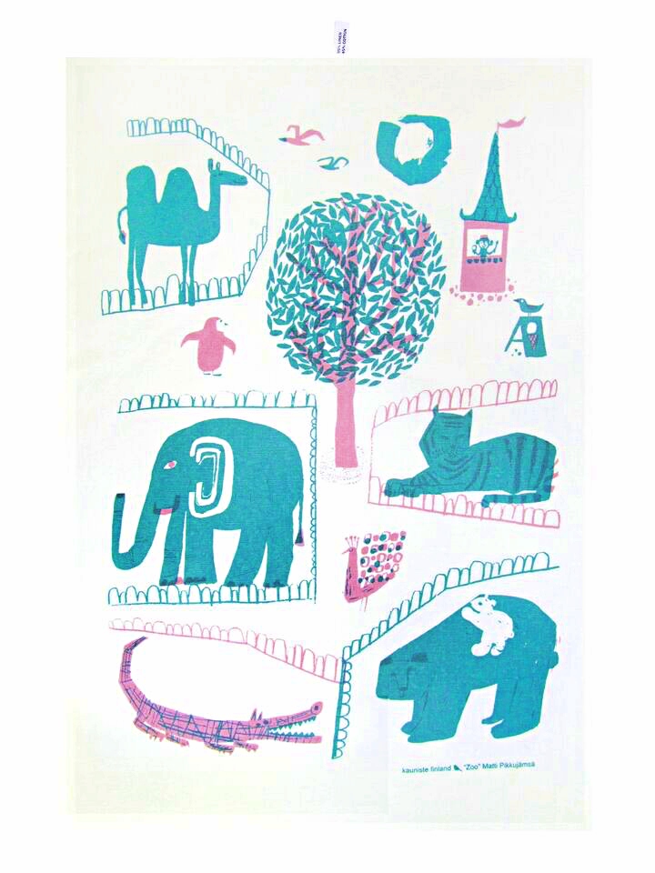 カウニステ/キッチンタオル/動物園/ピンク