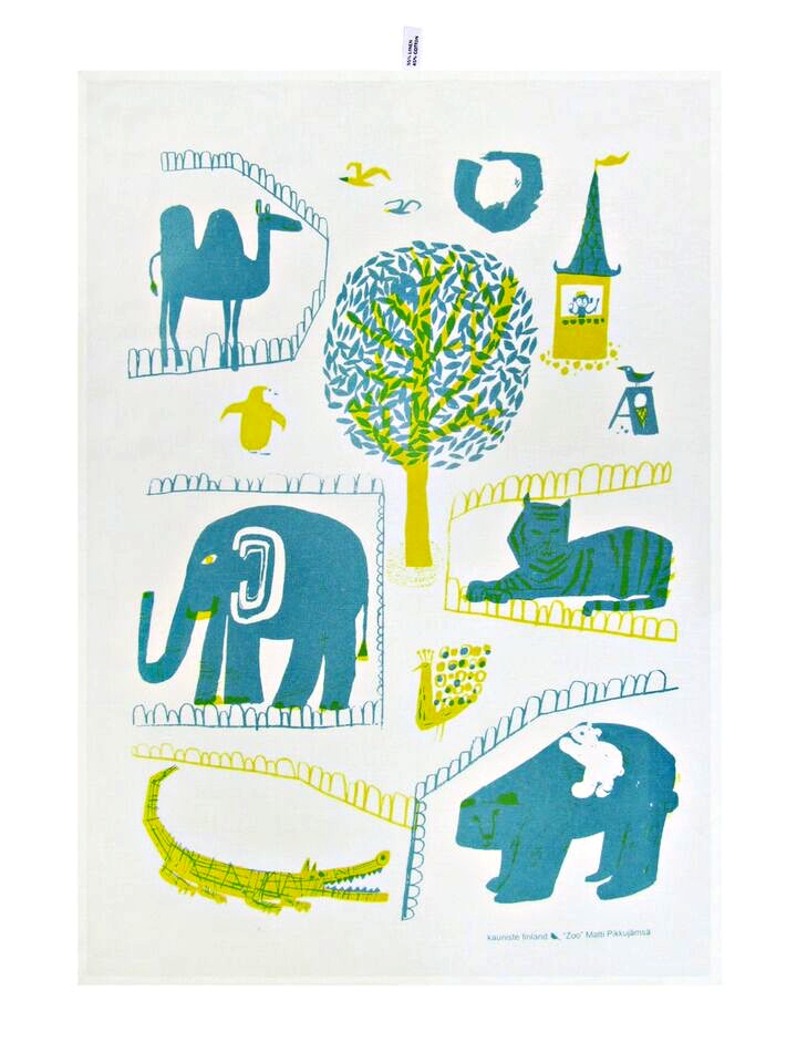 カウニステ/キッチンタオル/動物園/イエローブルー