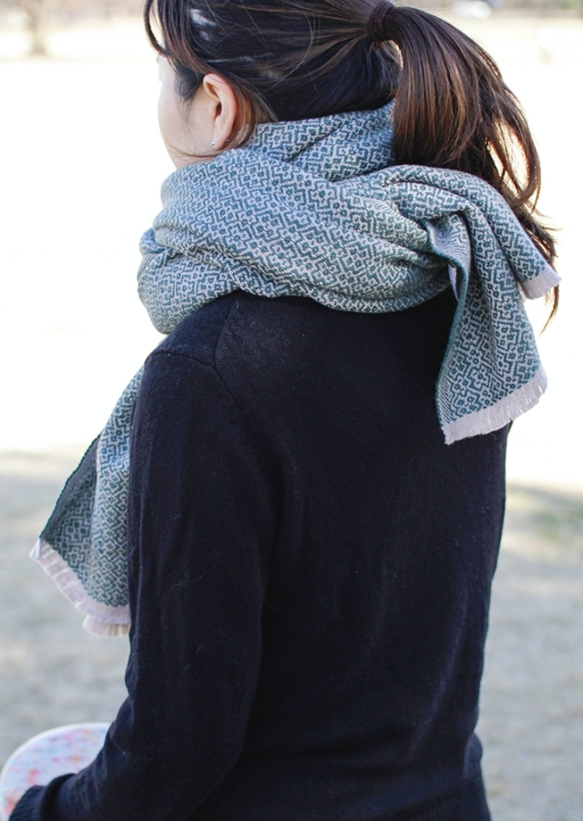 ラプアンカンクリ/ウールスカーフ/KOLI/ベージュグリーン