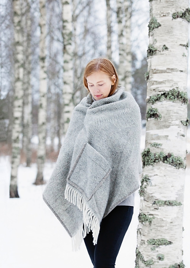 ラプアンカンクリ/ポケットショール/MARIA/グレーホワイト