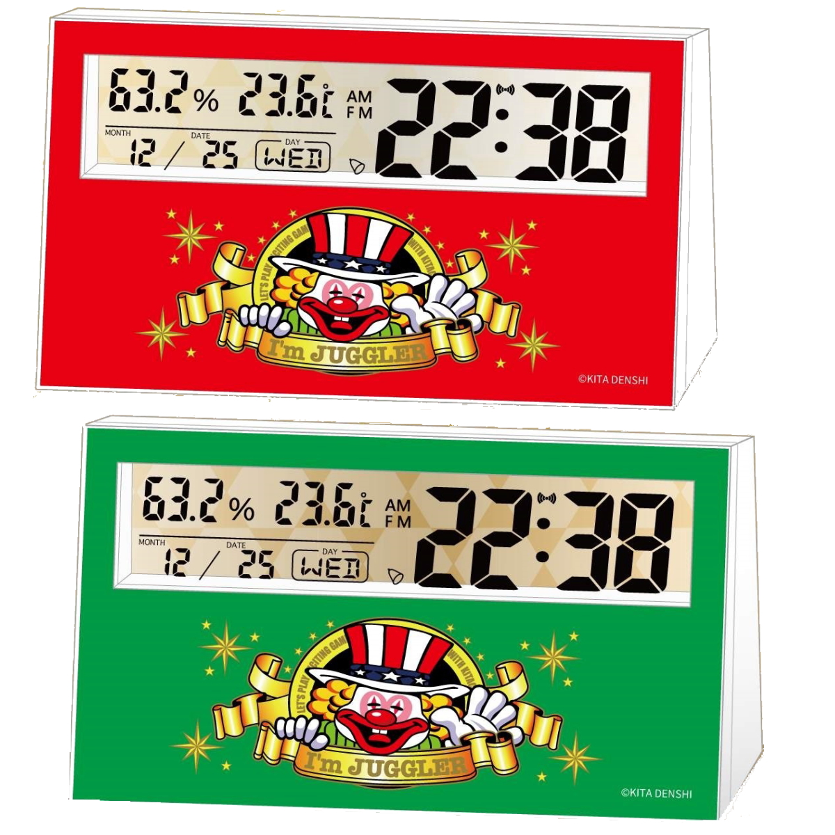 ジャグラー 液晶置き時計 アラーム 温度計 湿度計 カレンダー