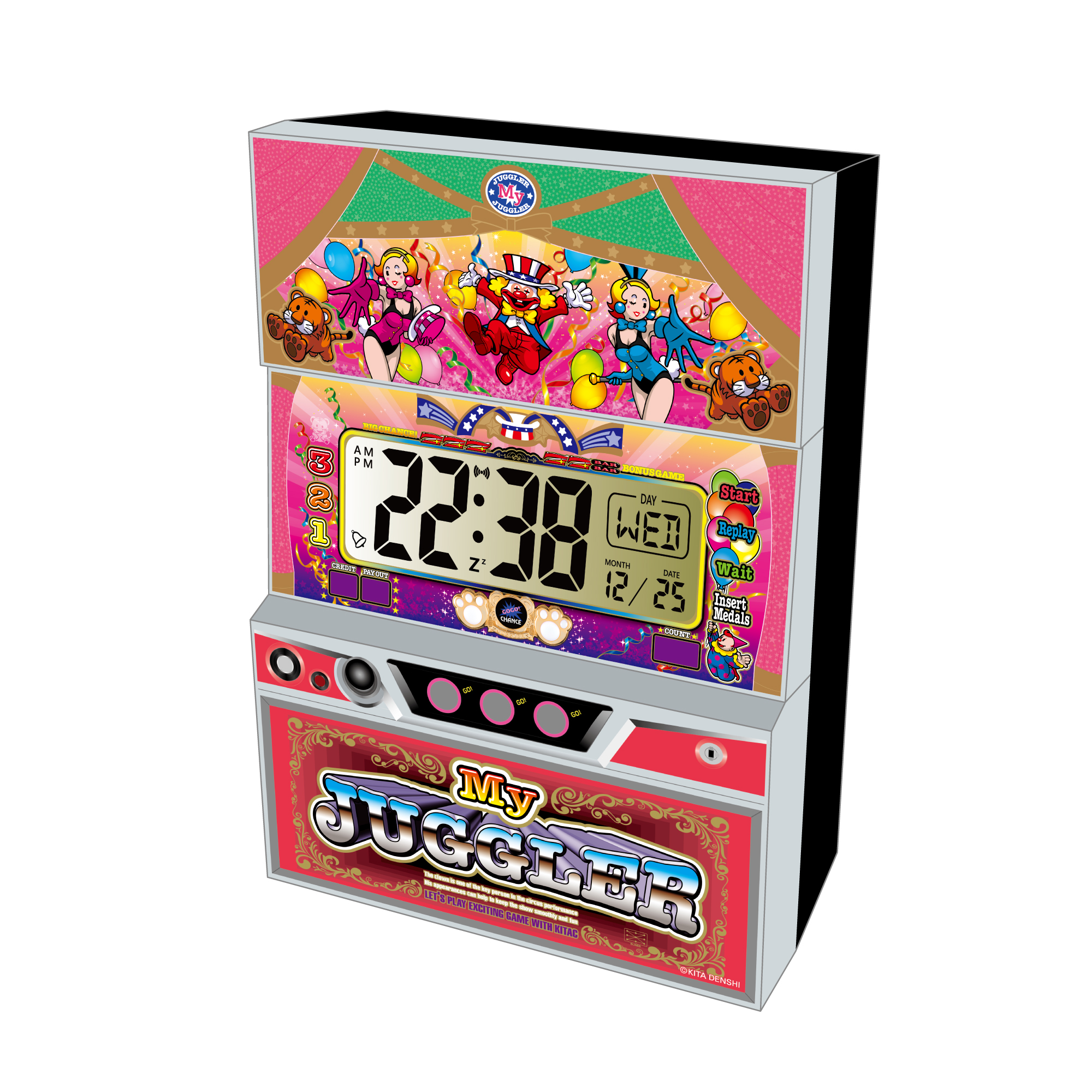 マイジャグラーV ジャグラー スロットクロック4 置き時計 カレンダー アラーム時報