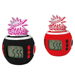 ジャグラー サウンドフラッシュ アクリルクロック 置き時計 温度計 カレンダー アラーム