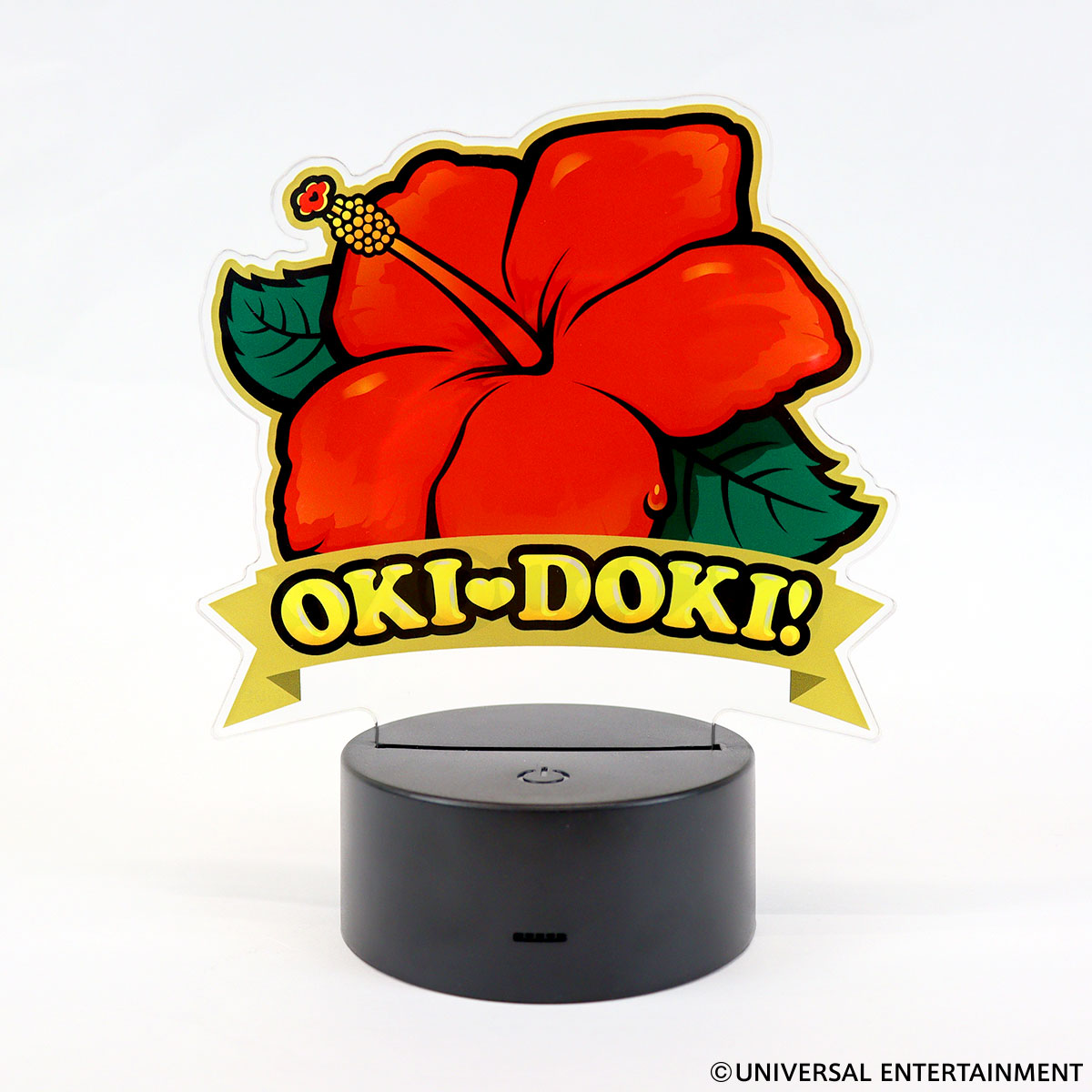 沖ドキ！-ハイビスカス LEDアクリルスタンド 全長18cm LEDライト USB式 電池式 アクリルパネル