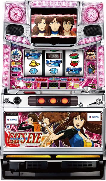 【他社製コイン不要機付き】パチスロ実機　オリンピア　キャッツ・アイ-恋ふたたび【アウトボックスなし】