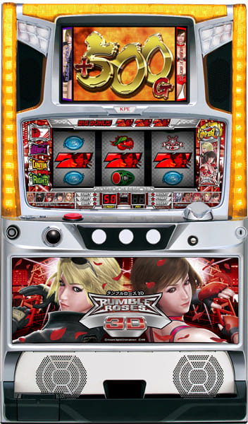 【訳あり：右リール凹み/他社製不要機付き】パチスロ実機　KPE　ランブルローズ3DZ