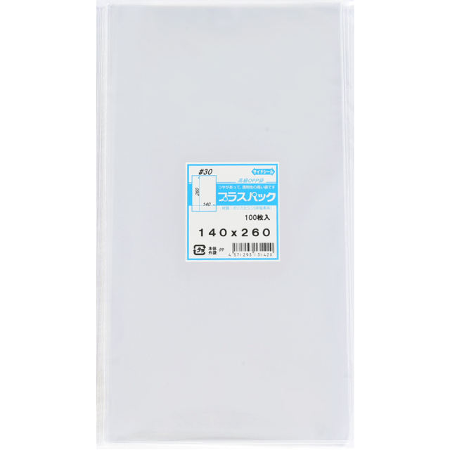 OPP袋 横140x縦260+40mm テープ付き (100枚) 30# プラスパック T314 OPP袋 横140x縦260+40mm テープ付き (100枚) 30# プラスパック T314