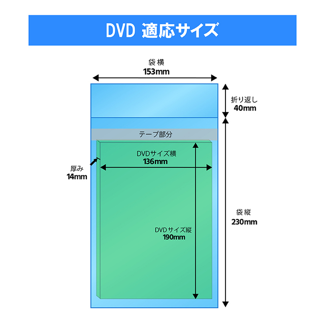 OPP袋 [ DVD トールケース 用] 横153x縦230+40mm 本体テープ付き 30#