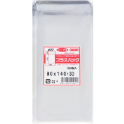 OPP袋 横80x縦140+30mm テープ付き (100枚) 30ミクロン プラスパック T308