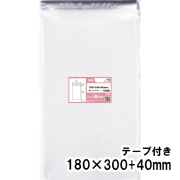OPP袋 横180x縦300+40mm テープ付き (100枚) 30ミクロン プラスパック T321