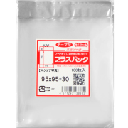 OPP袋【スクエア写真・紙コースター】横95x縦95+30mm テープ付き (100枚) 30ミクロン プラスパック T340