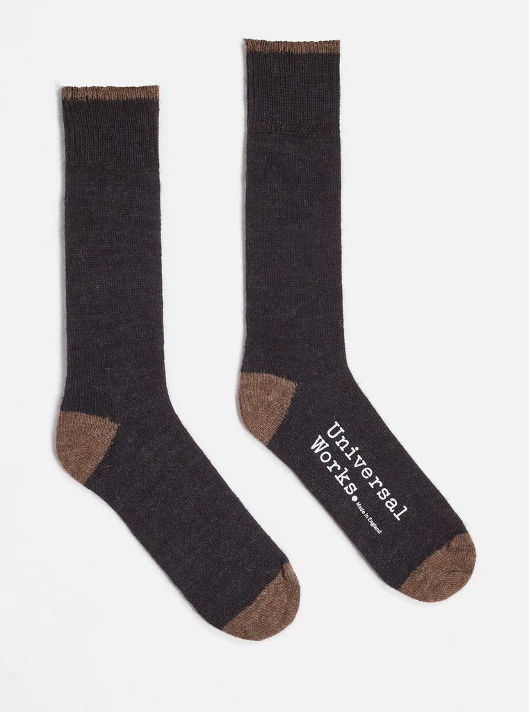 Universal Works ユニバーサルワークス Alpaca Sock In Charcoal Alpaca Wool