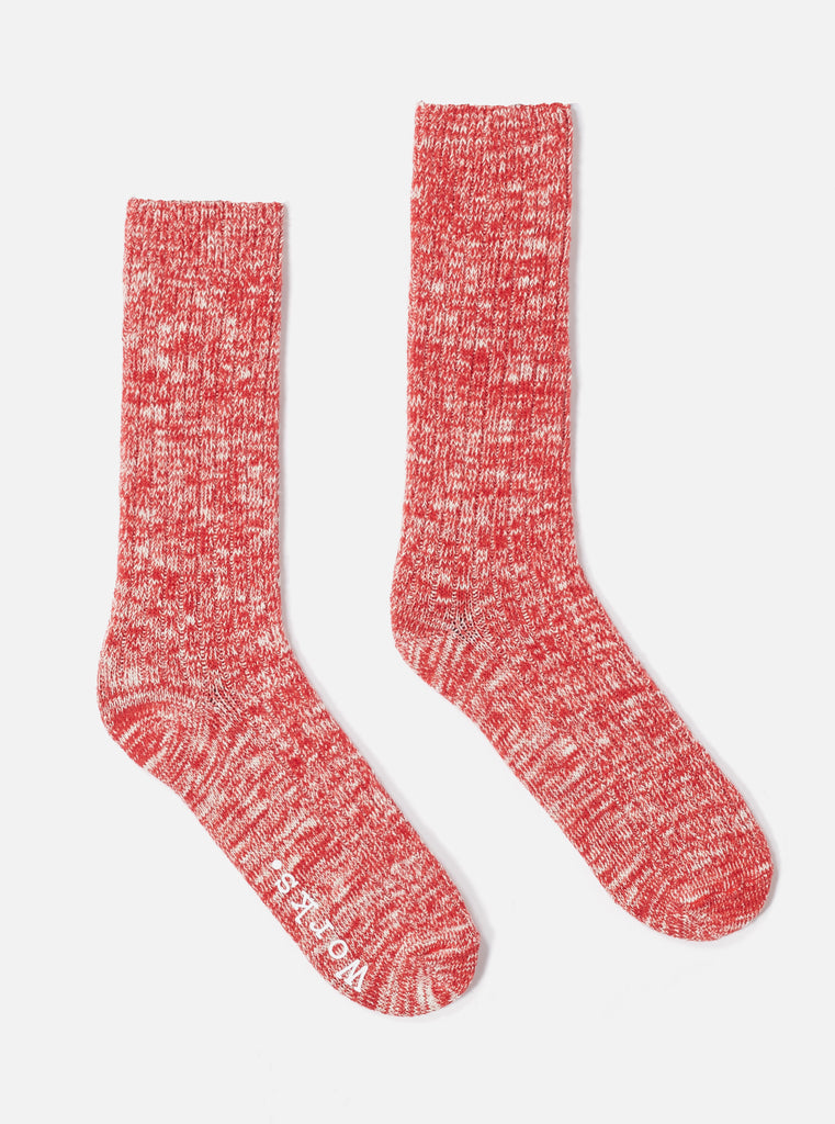 Universal Works ユニバーサルワークス Slub Sock In Red Slub Knit