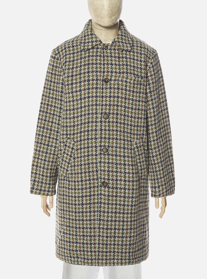 Universal Works ユニバーサルワークス Overcoat In Olive Recycled Tweed
