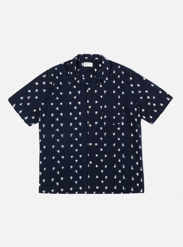 Universal Works ユニバーサルワークス Road Shirt In Navy Nighttime Ikat