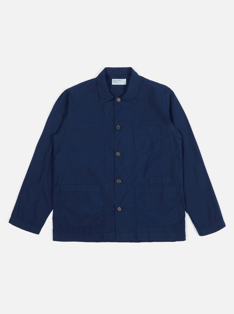 Universal Works ユニバーサルワークス Bakers Overshirt In Navy Organic Fine Poplin