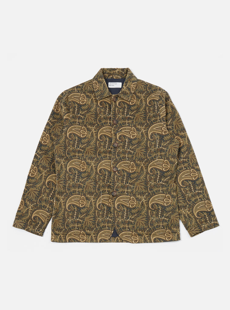Universal Works ユニバーサルワークス Bakers Chore Jacket In Navy Paisley Cord