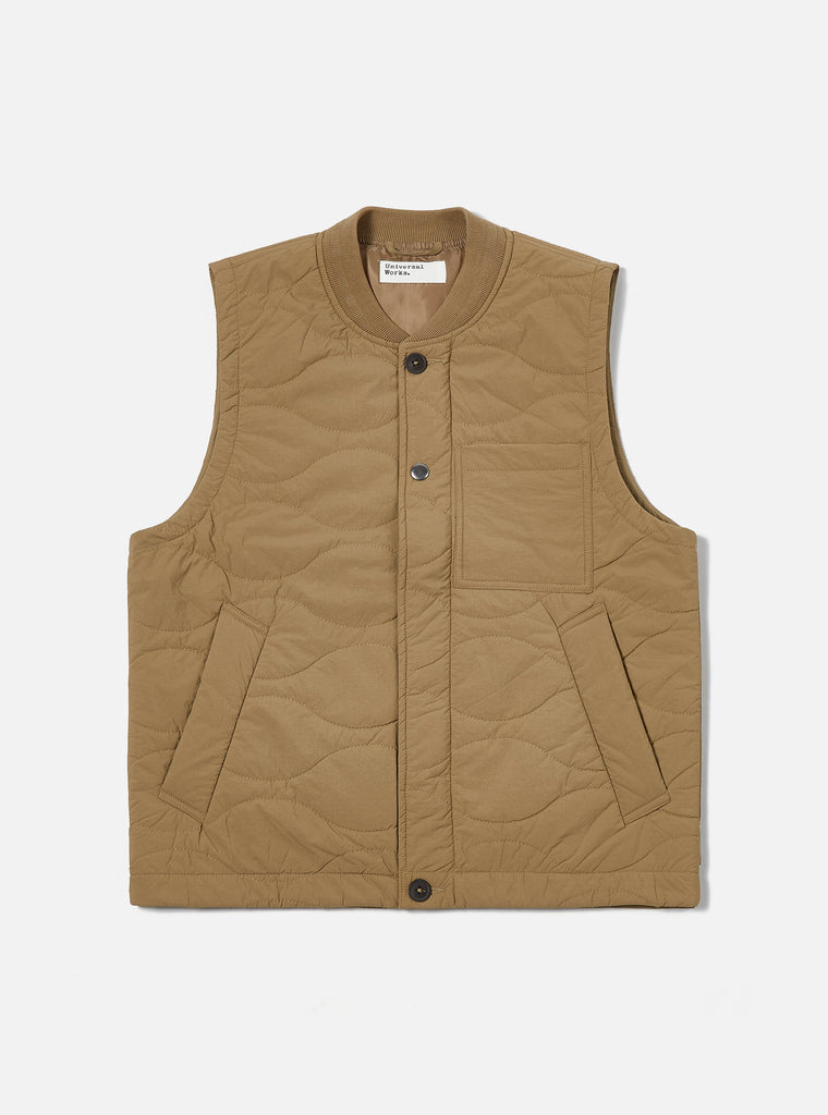 Universal Works ユニバーサルワークス Carlton Gilet In Sand Recycled Nylon