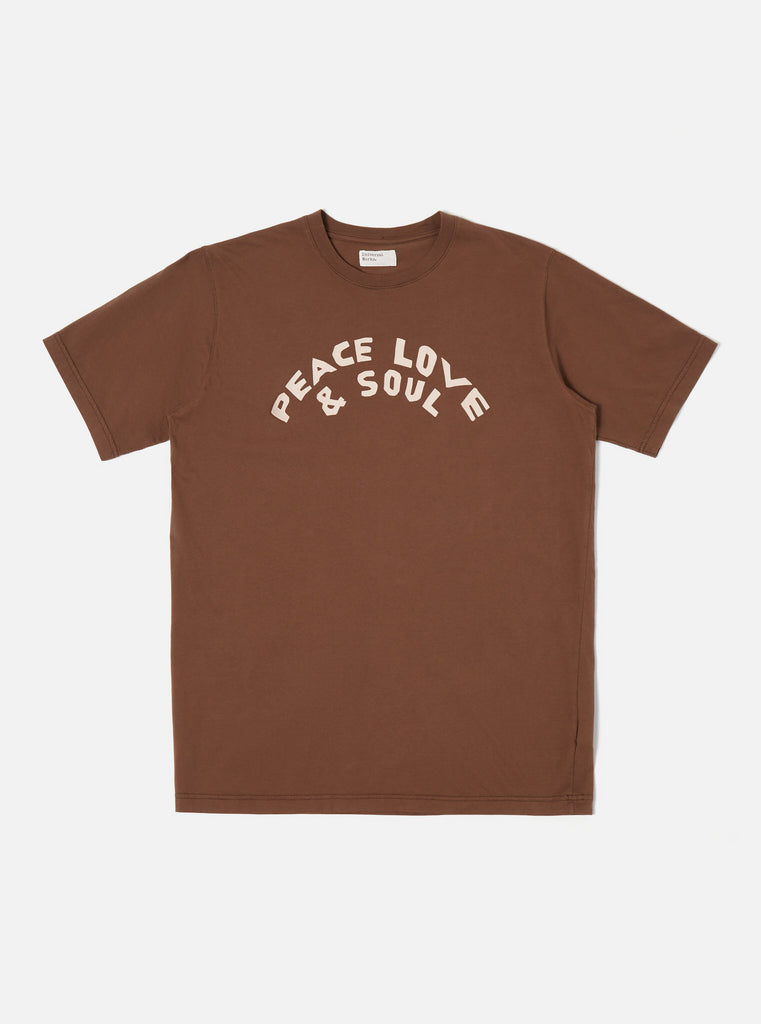 Universal Works ユニバーサルワークス Universal Works Print Tee In Brown Organic Jersey