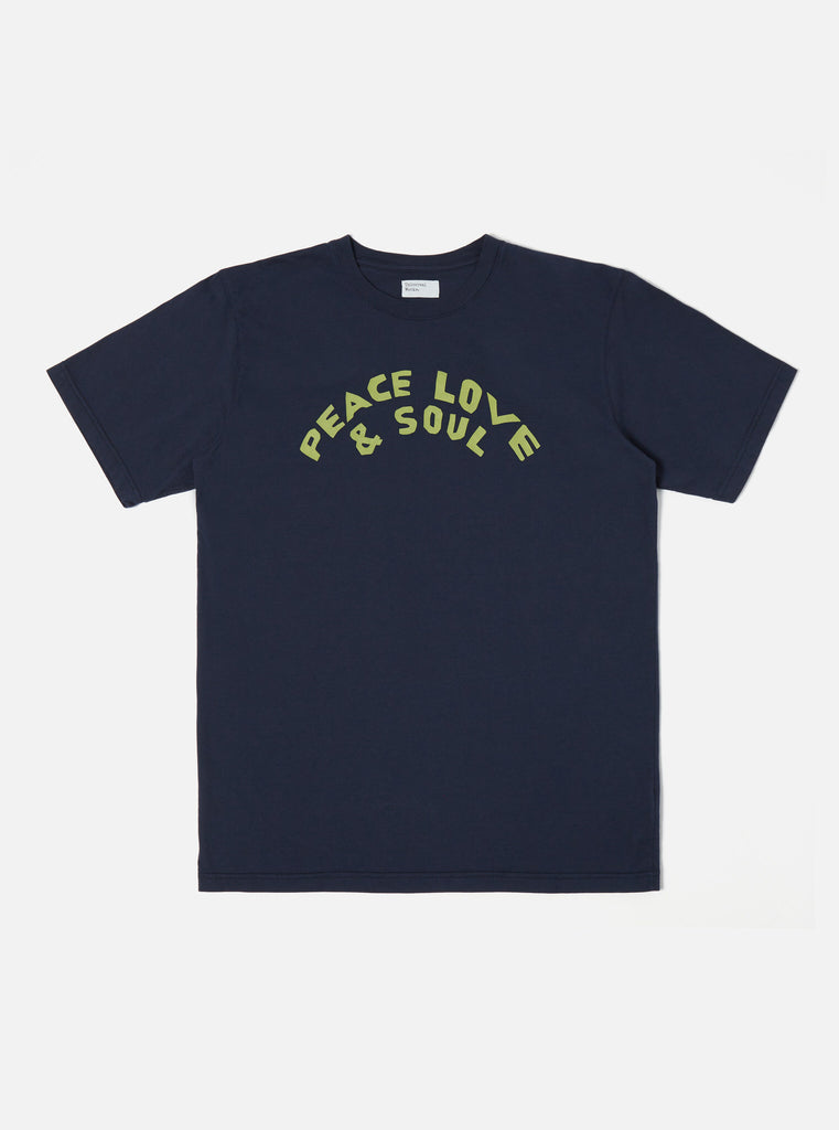 Universal Works ユニバーサルワークス Universal Works Print Tee In Navy Organic Jersey