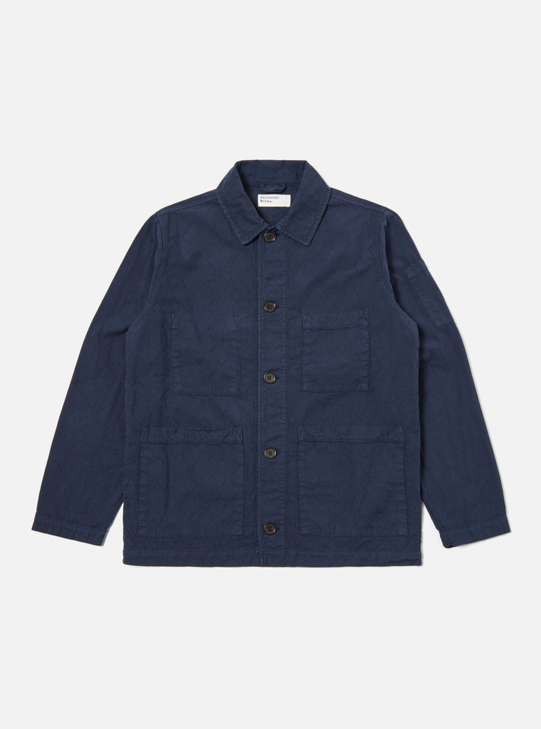 Universal Works ユニバーサルワークス Quilted Coverall Jacket In Navy Cotton