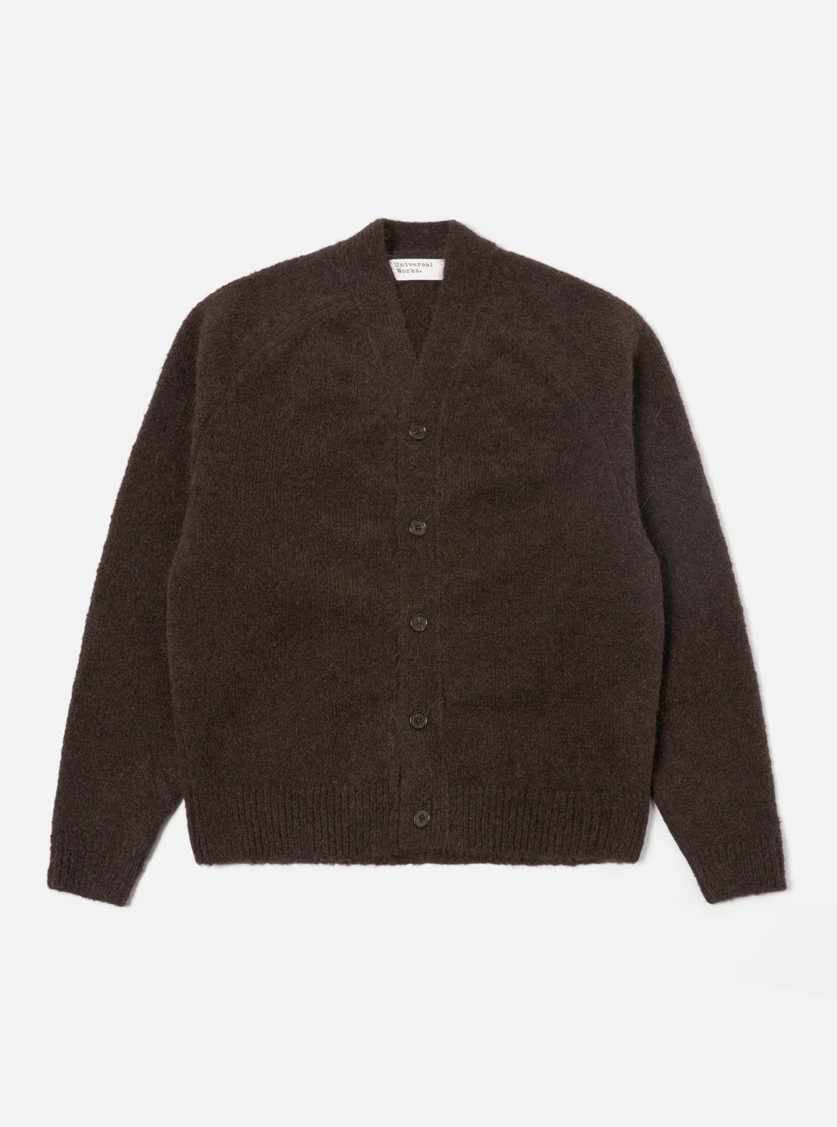 Universal Works ユニバーサルワークス David Cardigan in Brown Alpaca Knit