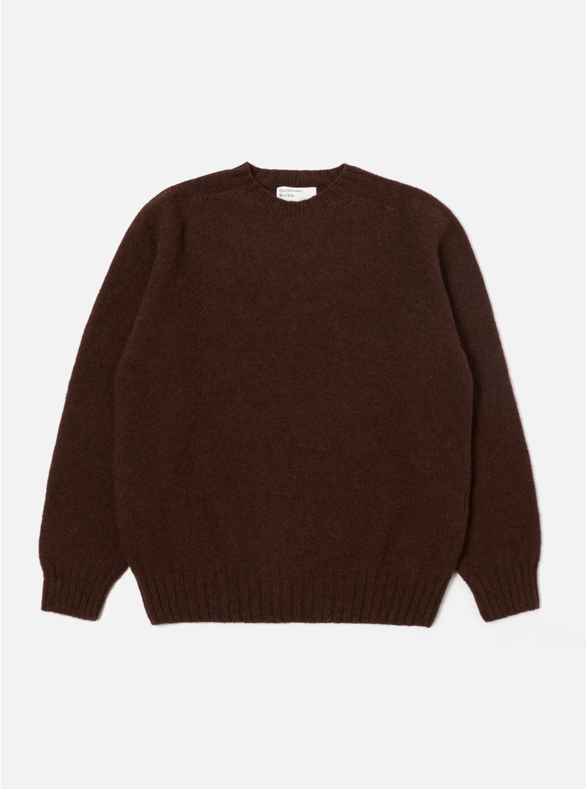 Universal Works ユニバーサルワークス Seamless Crew in Coffee Supersoft Knit