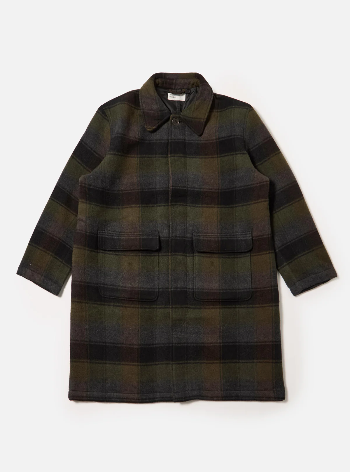 Universal Works ユニバーサルワークス Black/Brown Berlin Wool Check Account Coat